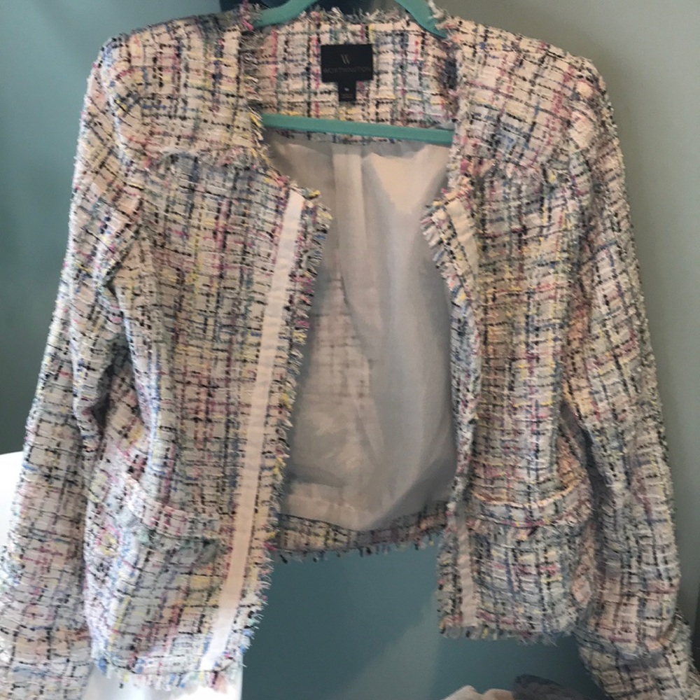 Open front tweed blazer